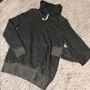 Gray sweater with turtle neck and tie